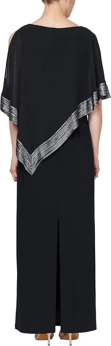 SL Fashions Metallic-Trim Capelet Gown MSRP $129