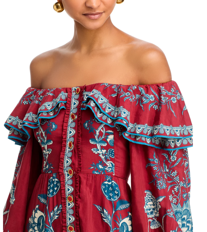 FARM Rio Tropical Landing Off-the-Shoulder Dress MSRP $330