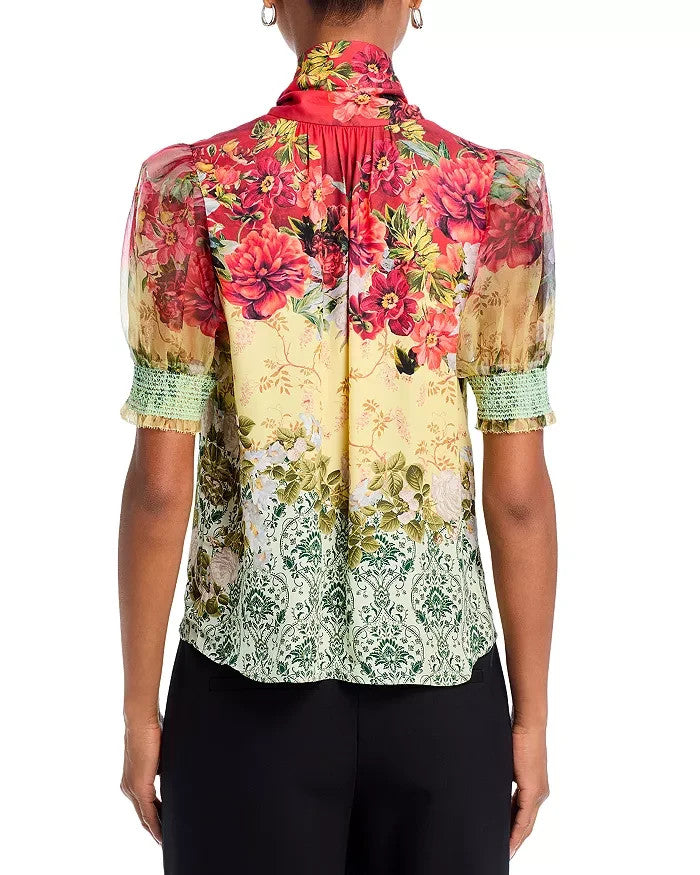 Alice and Olivia Brentley Bow Blouse MSRP $395