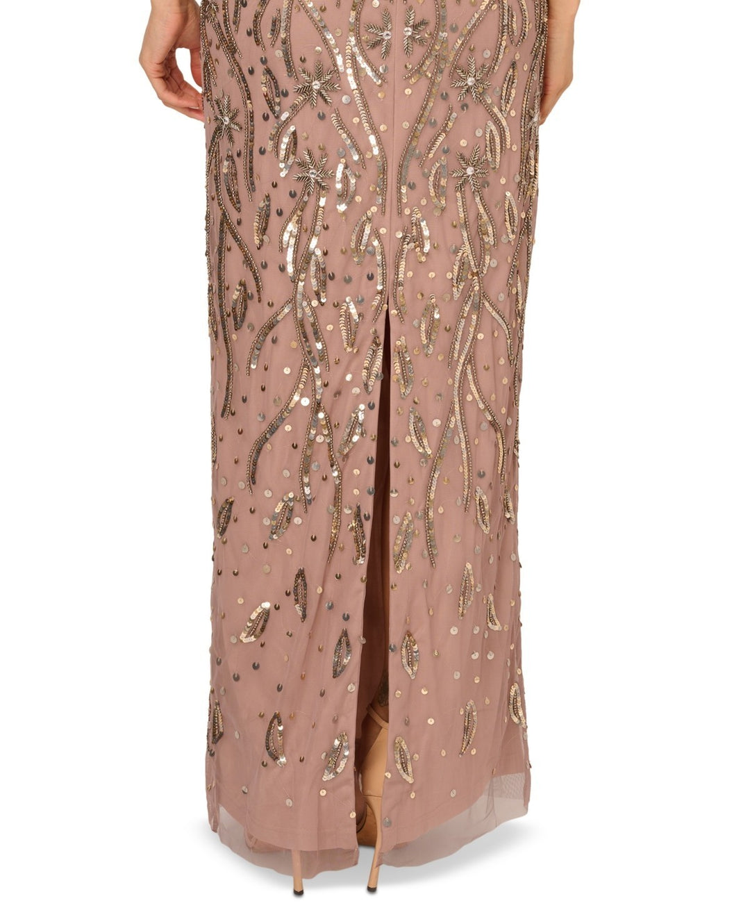 Adrianna Papell Round-Neck Embellished Sheath Gown MSRP $349