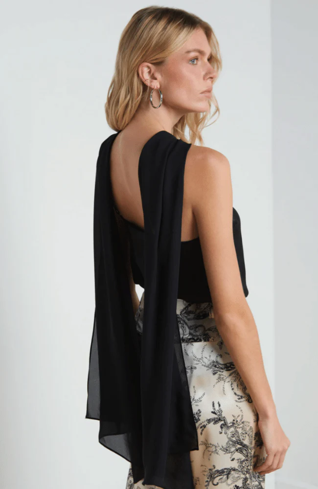L'Agence Riviera Silk Cape Halter Top MSRP $395