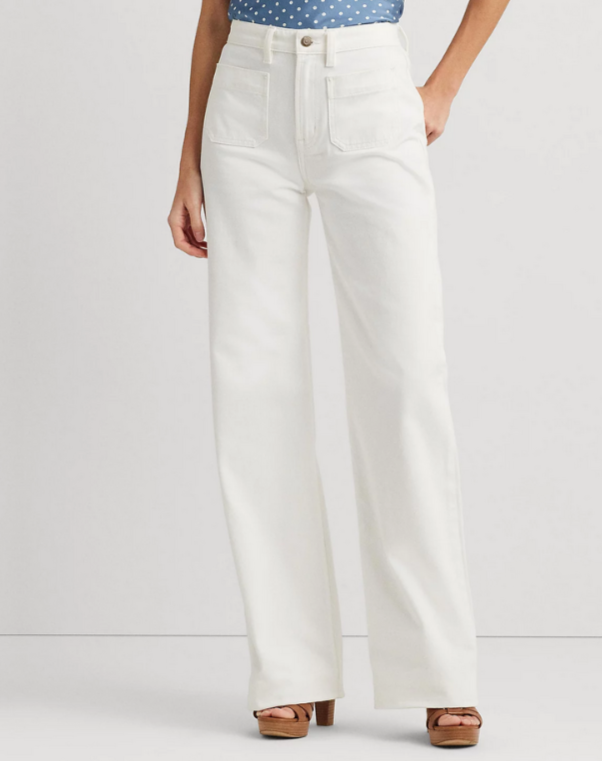 Lauren Ralph Lauren High-Rise Wide-Leg Jeans MSRP $165
