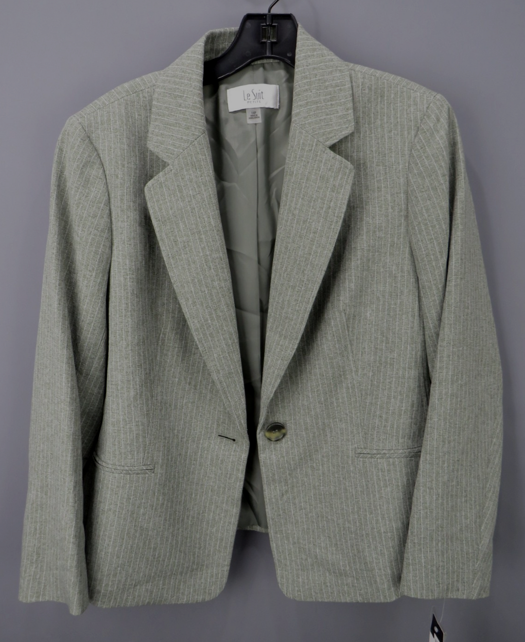 Le Suit Petite Pinstripe One-Button Suit Jacket