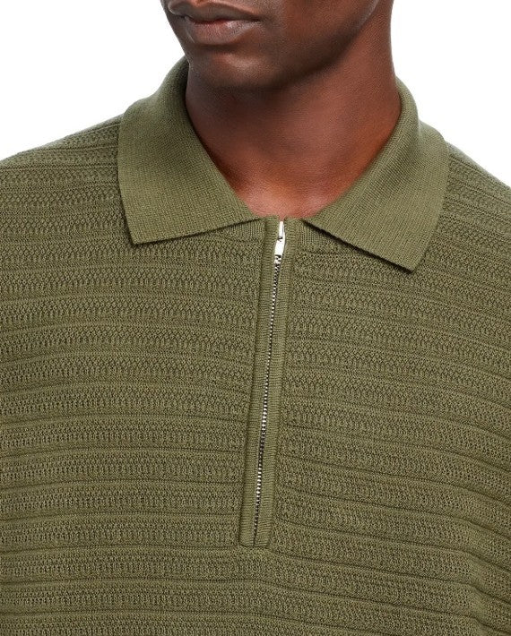 NN07 Collin Half Zip Textured Polo Shirt MSRP $230