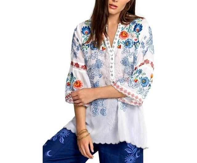 Johnny Was Maverick Embroidered Tunic MSRP $318