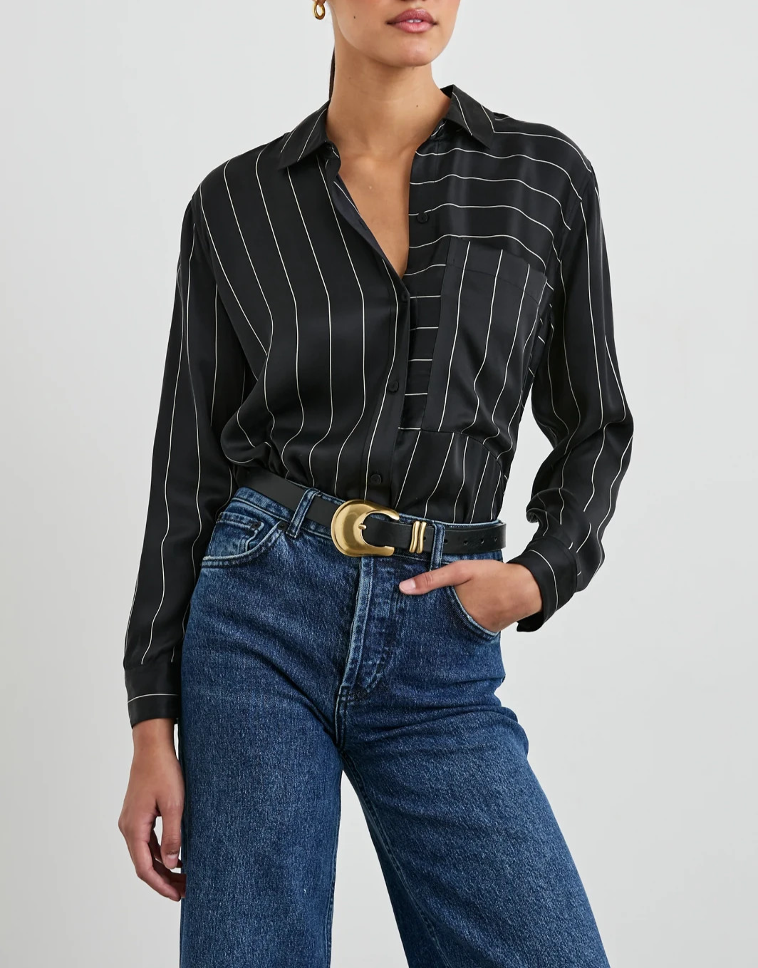 Rails Spencer Striped Silk Blouse MSRP $268