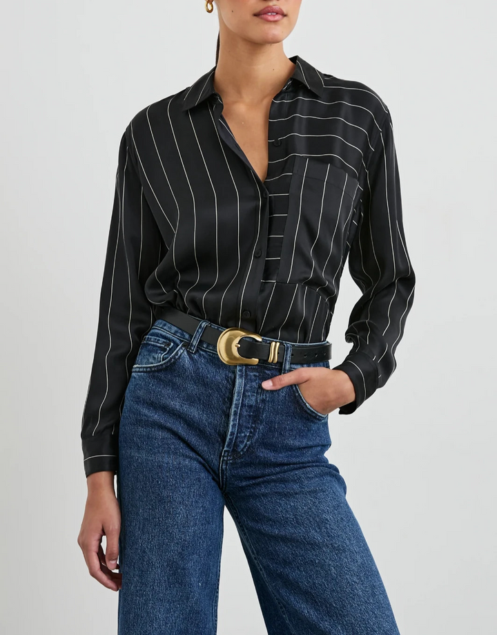 Rails Spencer Striped Silk Blouse MSRP $268