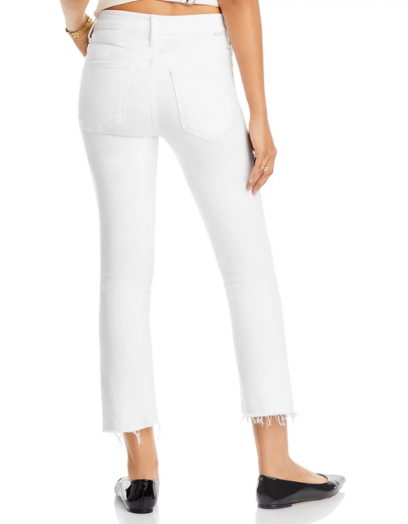 MOTHER The Insider High Rise Crop Step Fray Bootcut Jeans MSRP $218