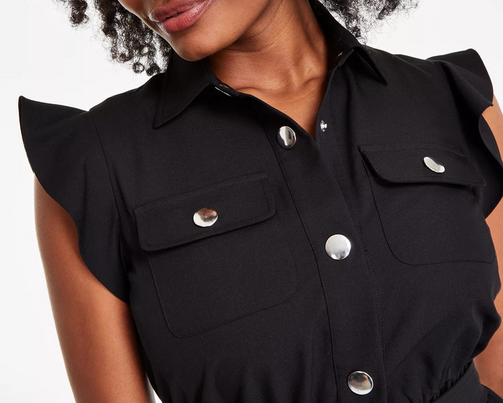 Tahari ASL Women's Snap-Front Tiered Midi Dress MSRP $159