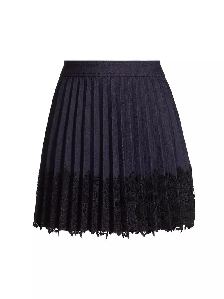 Cinq a Sept Laney Pleated Lace Mini Skirt MSRP $325