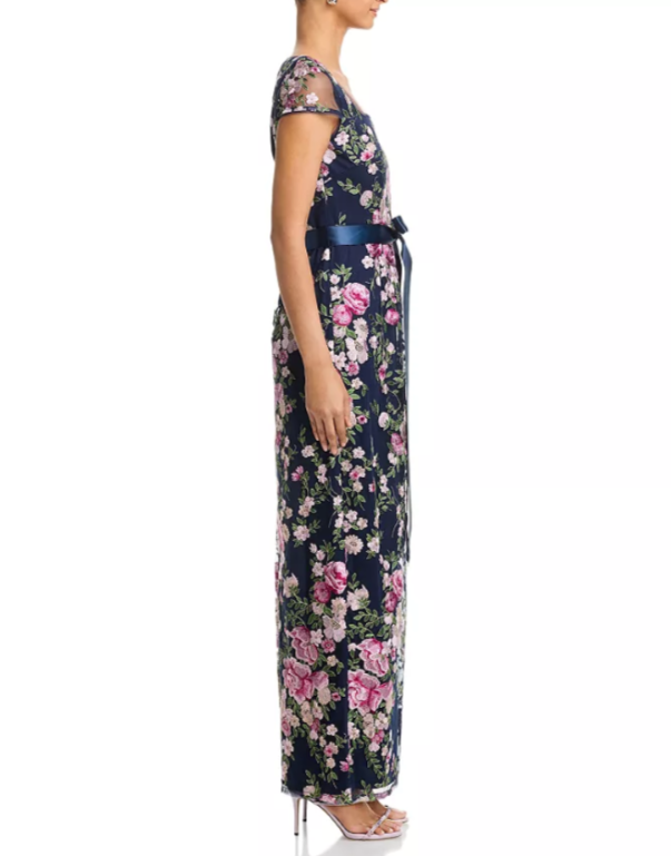 Adrianna Papell Cascading Floral Column Gown MSRP $269