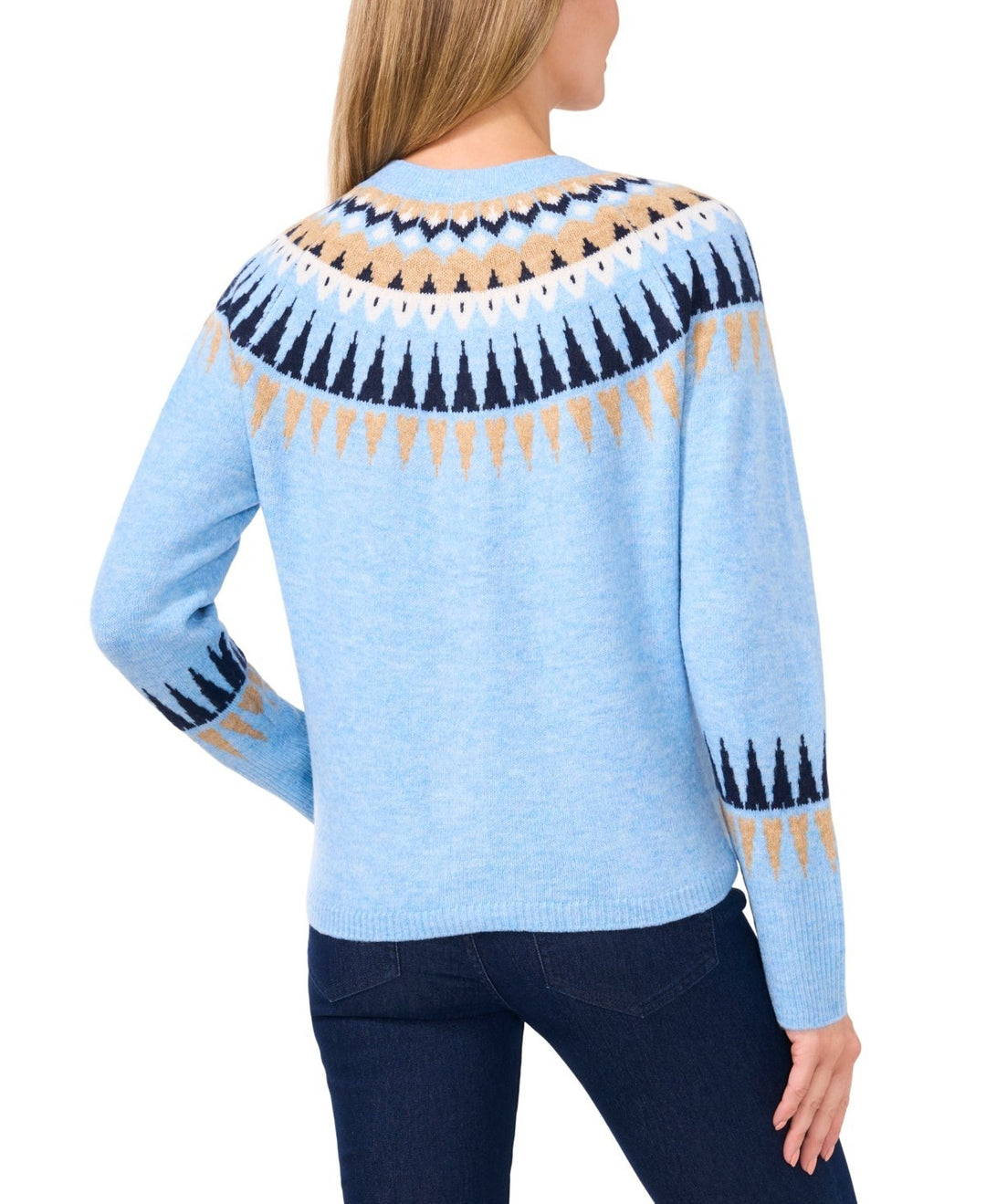CeCe Fair Isle Long-Sleeve Cardigan Sweater MSRP $79