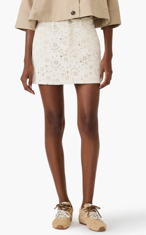Steve Madden Beck Eyelet Embroidered Denim Miniskirt MSRP $89