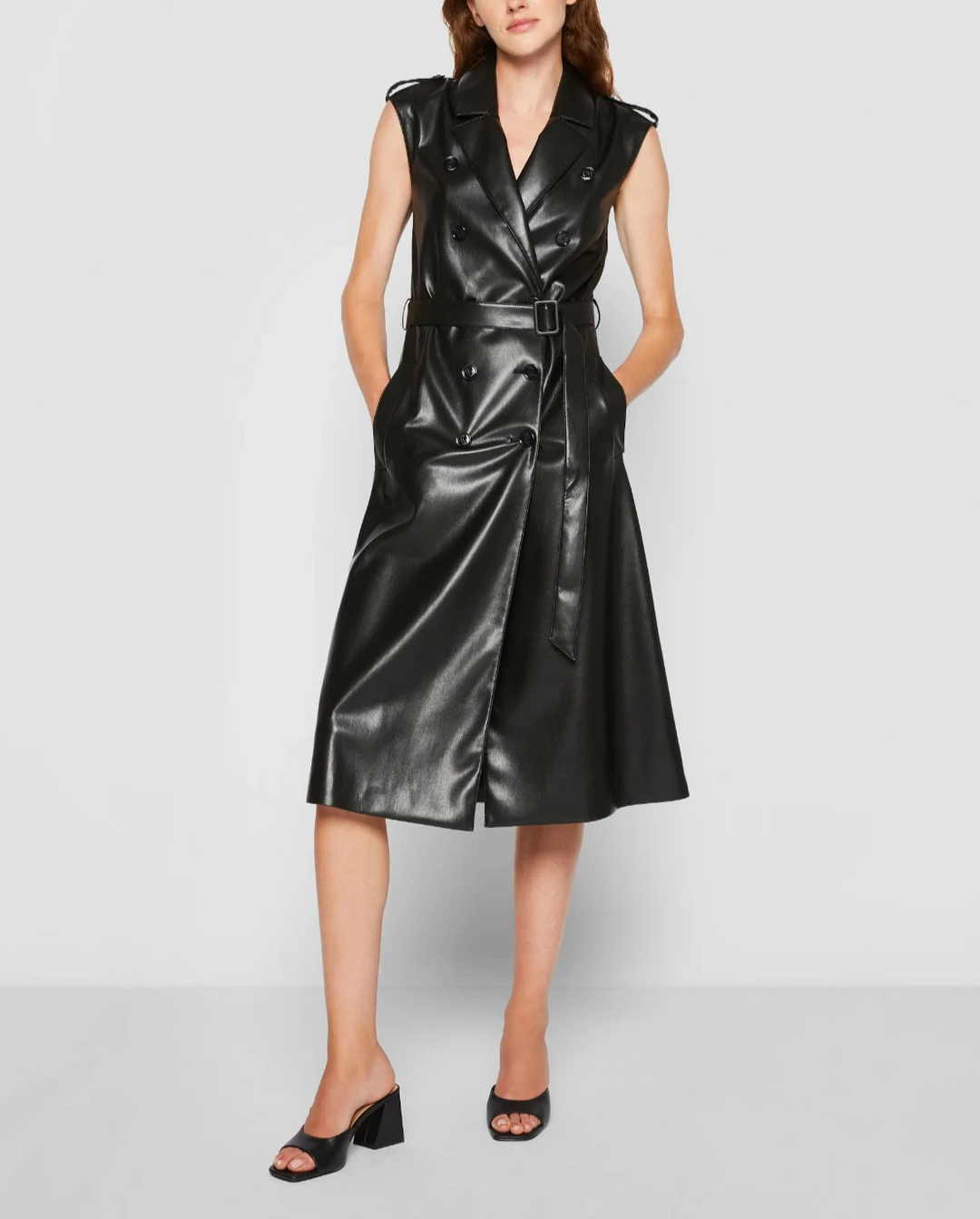 Boss Dujeta Faux Leather Dress MSRP $595