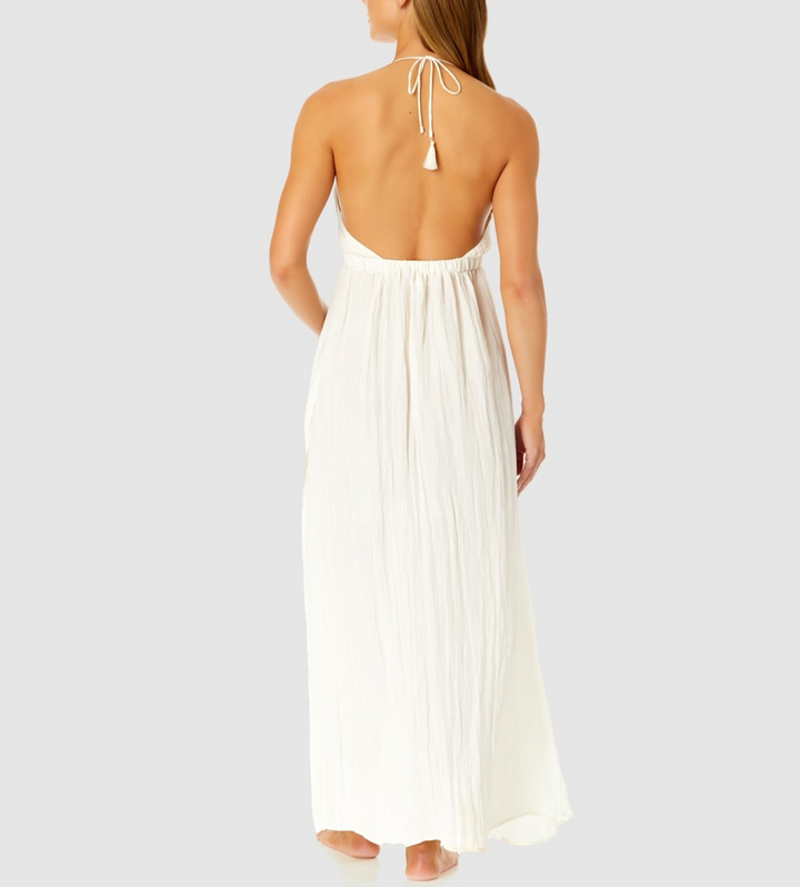 Ibiza Anne Cole V-Neck Jewel Halter Maxi Cover-Up Dress MSRP $78
