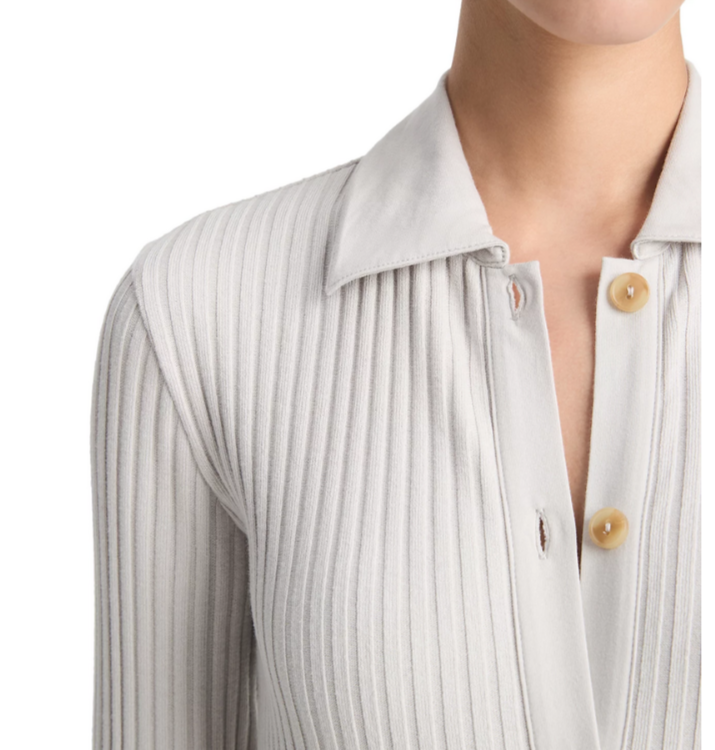 Vince Ribbed Polo Button Front Sweater MSRP $195