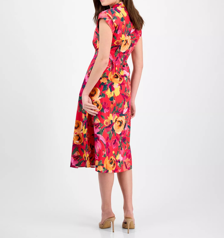 Julia Jordan Women's Floral-Print Button-Front MIDI Dress MSRP $129