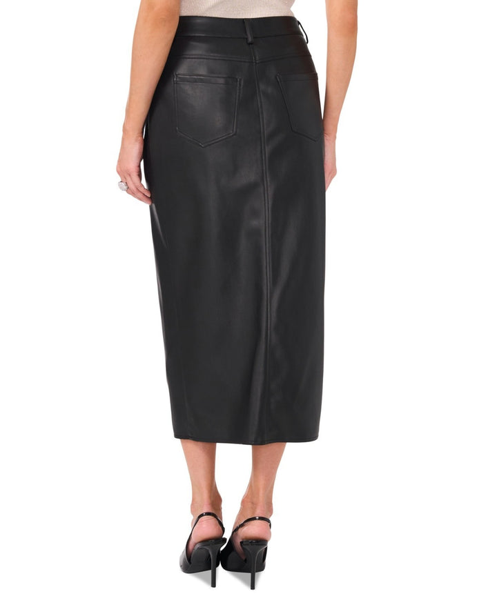 Vince Camuto Faux-Leather Front-Slit Midi Skirt MSRP $99