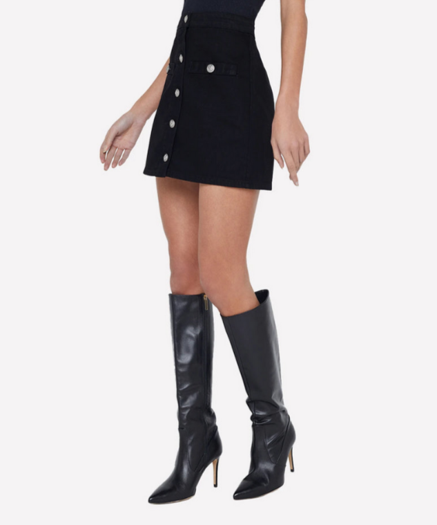 L'AGENCE Kris Button Front Mini Skirt MSRP $265