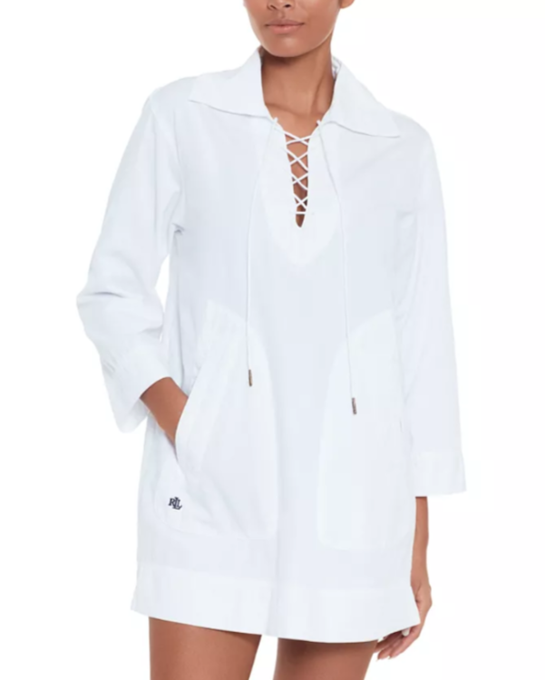 LAUREN Ralph Lauren  Lace-Up Tunic Cover-Up MSRP $180