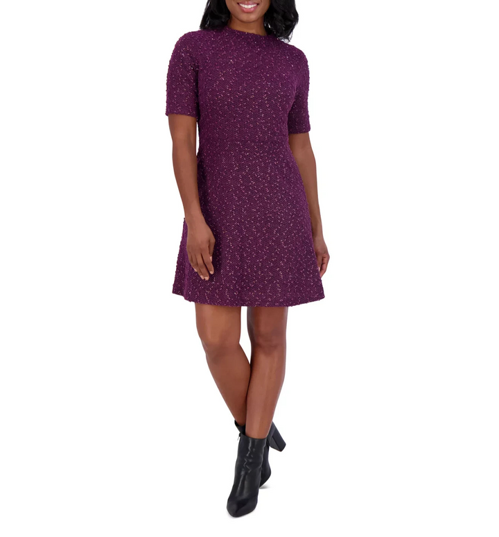 Jessica Howard Bouclé Short-Sleeve Mini Dress MSRP $129