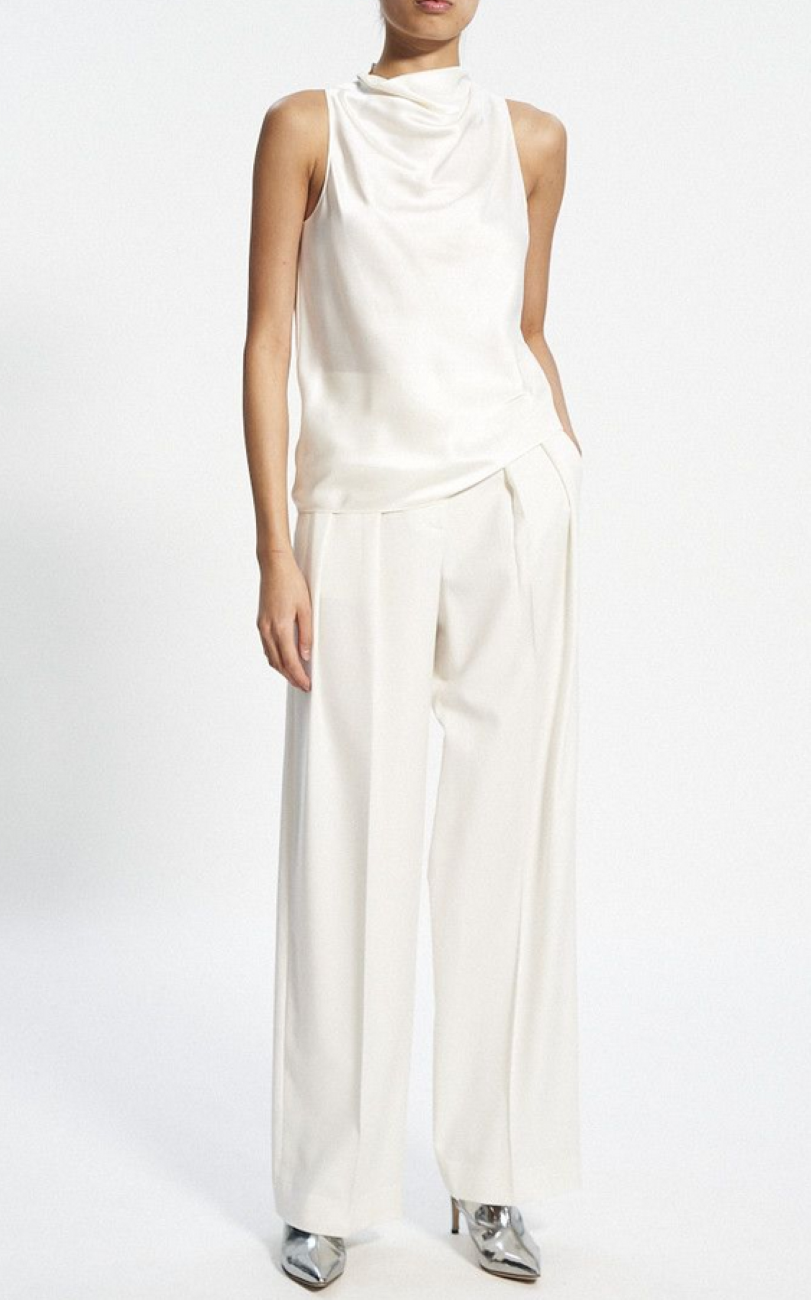 Theory Satin High Cowl Neck Top MSRP $265