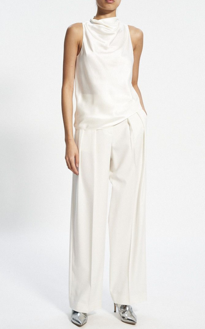 Theory Satin High Cowl Neck Top MSRP $265
