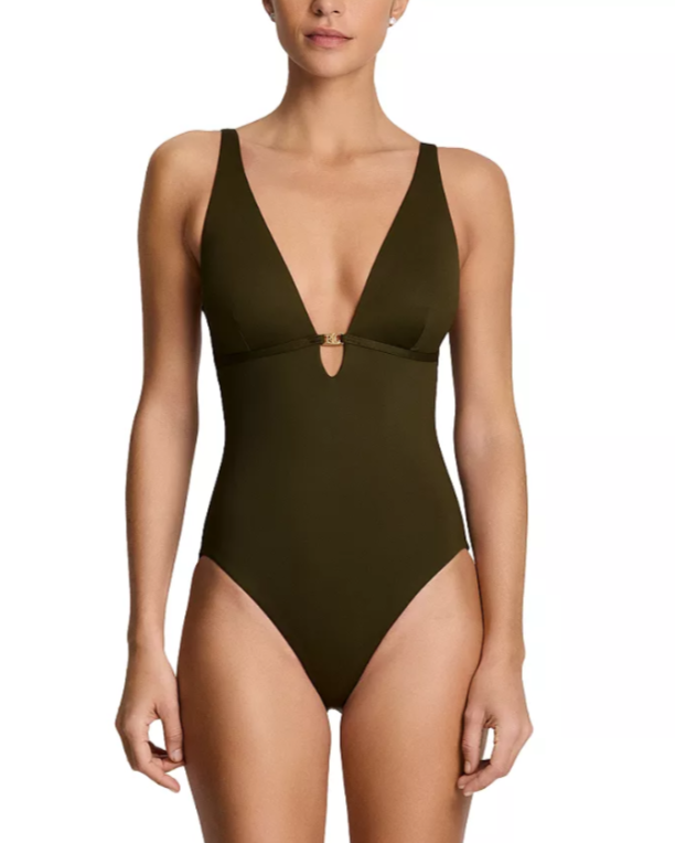 Lauren Ralph Lauren Tall Triangle One Piece Swimsuit MSRP $145