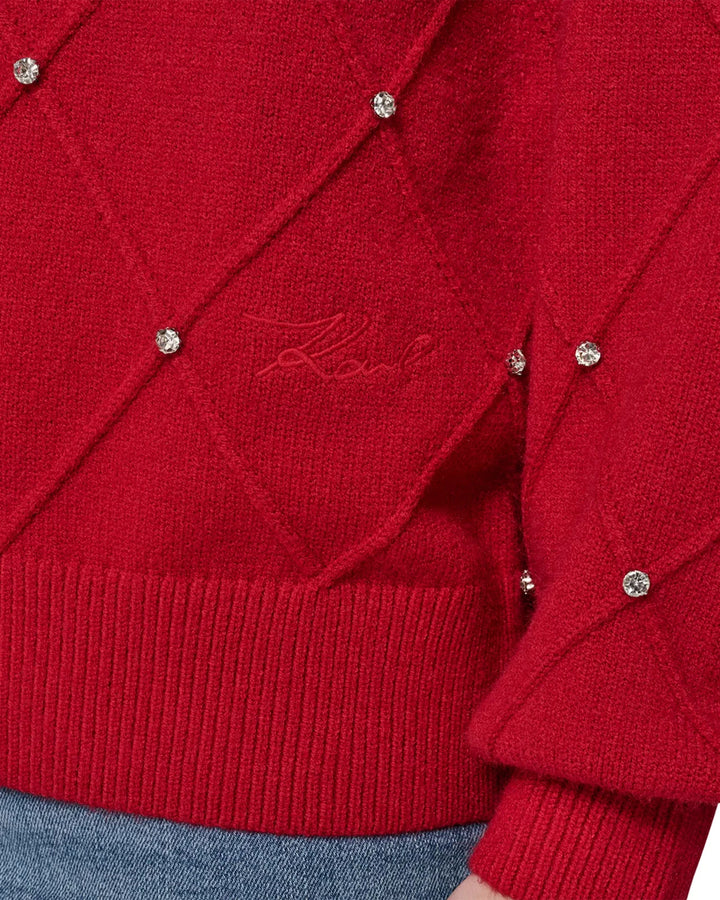 KARL LAGERFELD PARIS Embellished V-Neck Sweater MSRP $119