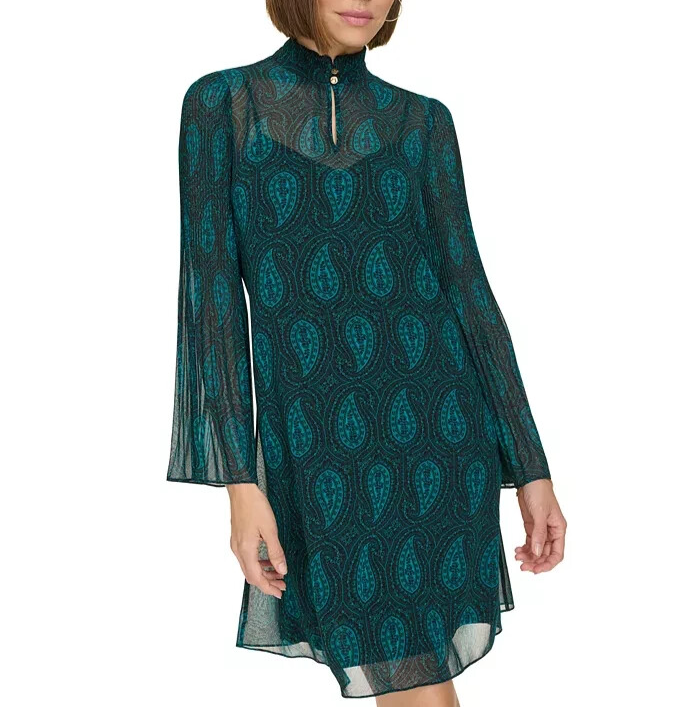 Tommy Hilfiger Ruffled Keyhole-Neck Dress MSRP $129