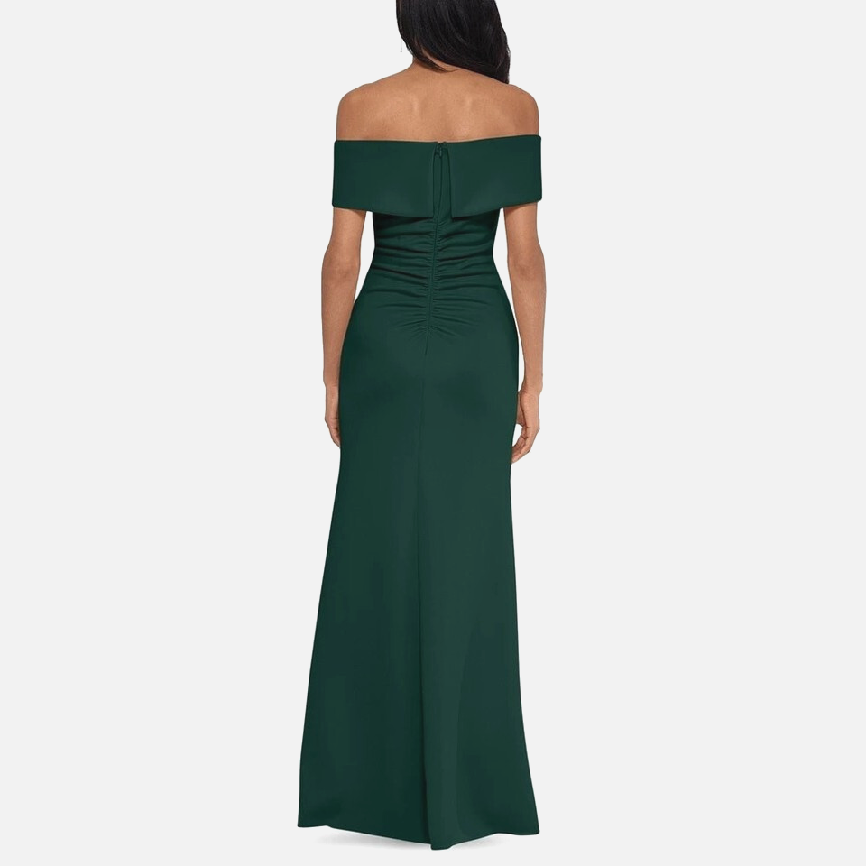 X by XSCAPE Off-The-Shoulder Ruched Gown MSRP $169