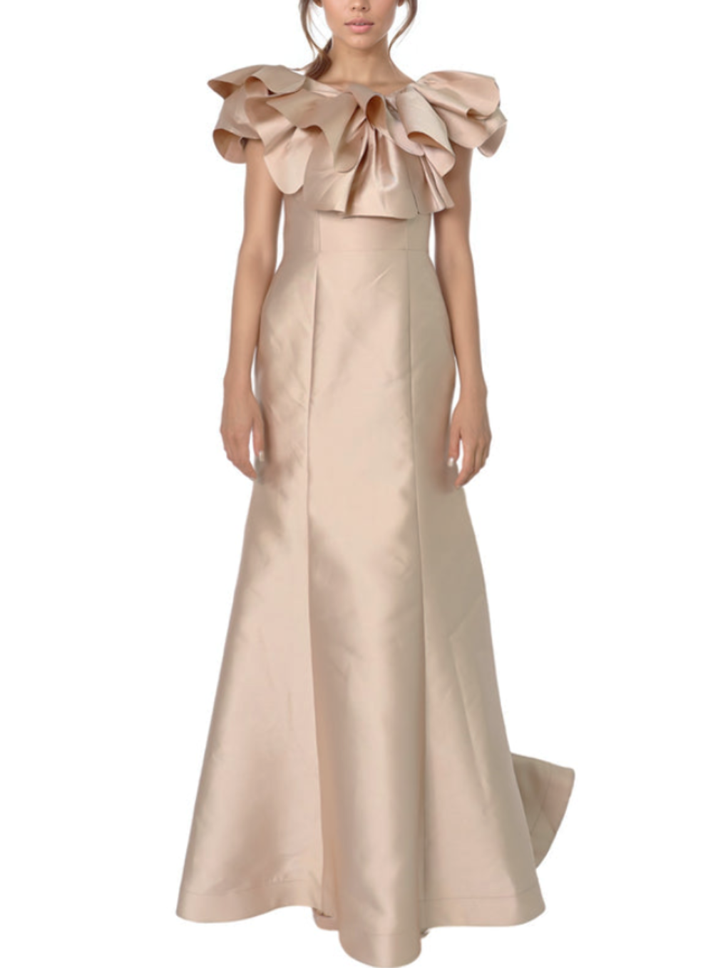Rene Ruiz Bardot Rosette Detail Mikado Gown 12B 2284