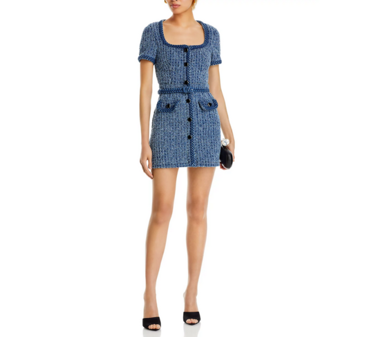 Self-Portrait Braided Trim Textured Dress MSRP $440