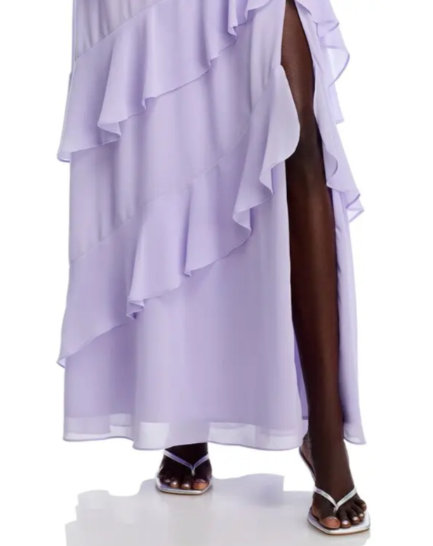 AQUA Chiffon Tiered Ruffled Dress MSRP $298