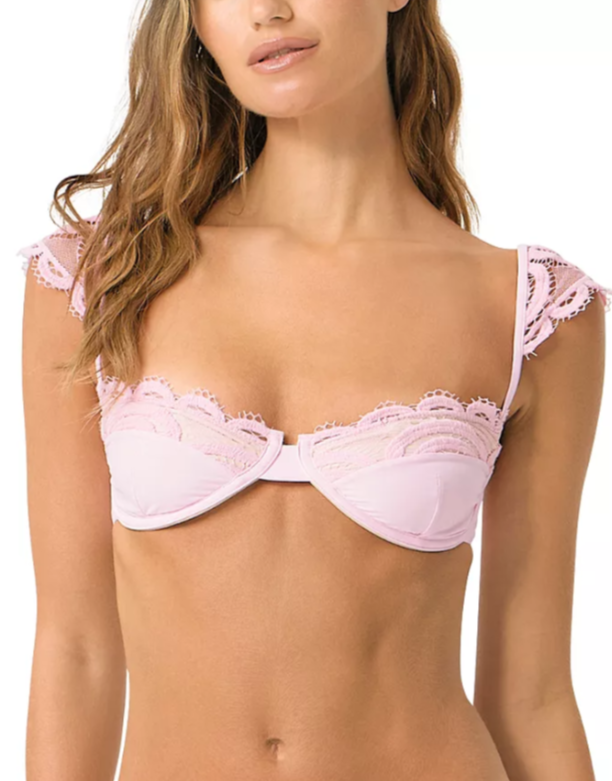 PQ Swim Gia Lace Underwire Bikini Top & Lace Fanned Bikini Bottom MSRP $198
