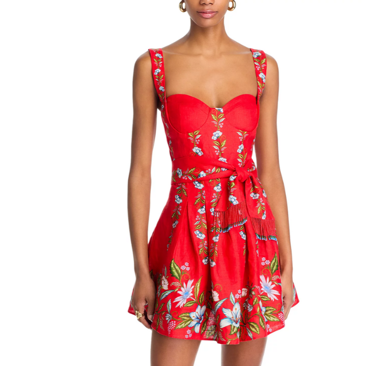 FARM Rio Sweet Bloom Bouquet Red Sleeveless Mini Dress MSRP $210