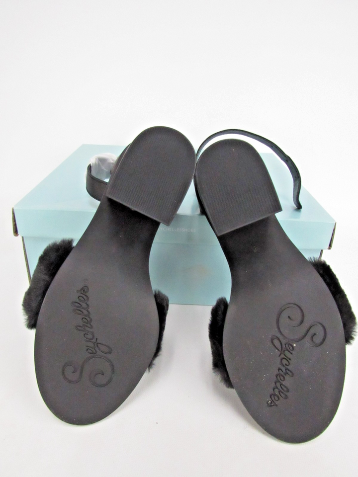Seychelles Faux Fur Ankle Strap Block Heels Sandals