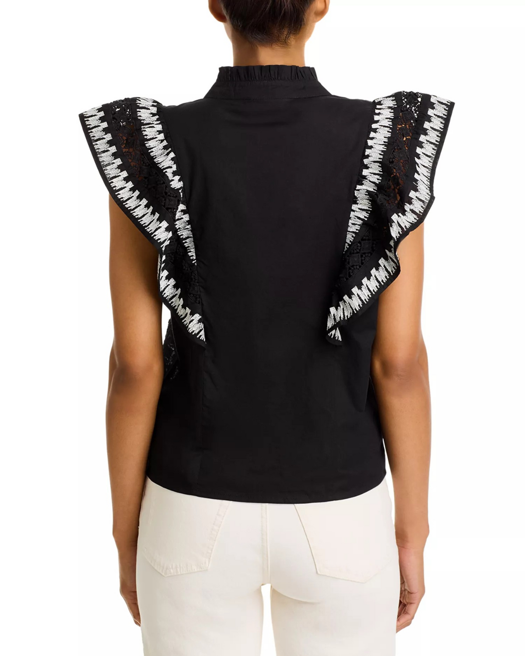 Lucky & Coco Embroidered Flutter Sleeve Blouse MSRP $88