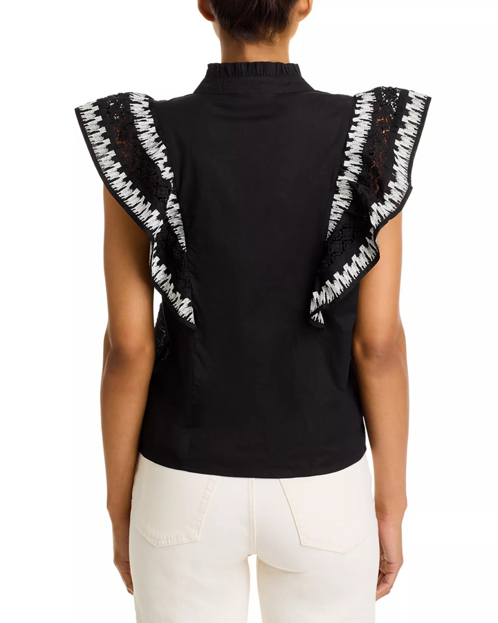 Lucky & Coco Embroidered Flutter Sleeve Blouse MSRP $88