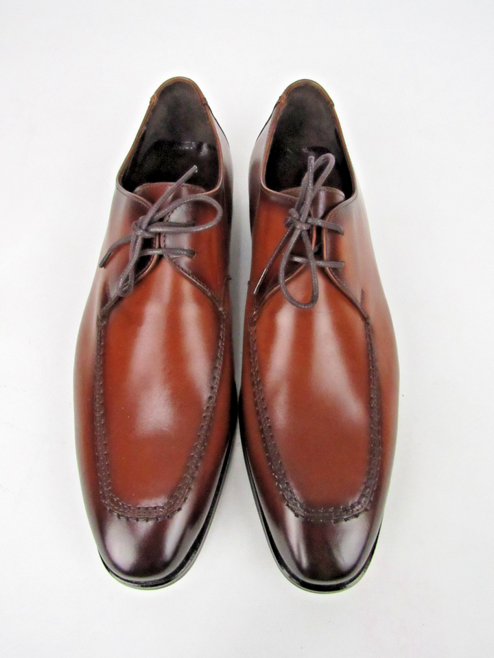 Elegant Men’s Burnished Calf Leather Derby Formal Shoes – Handcrafted Size EU 41