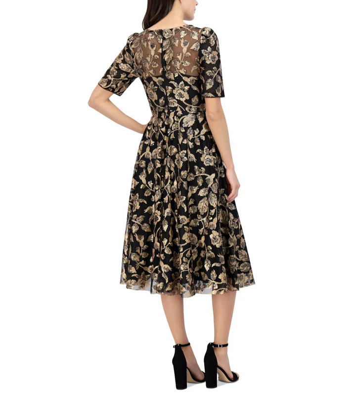 Eliza J Women's Sequin Embellished Short-Sleeve Midi Dress MSRP $298