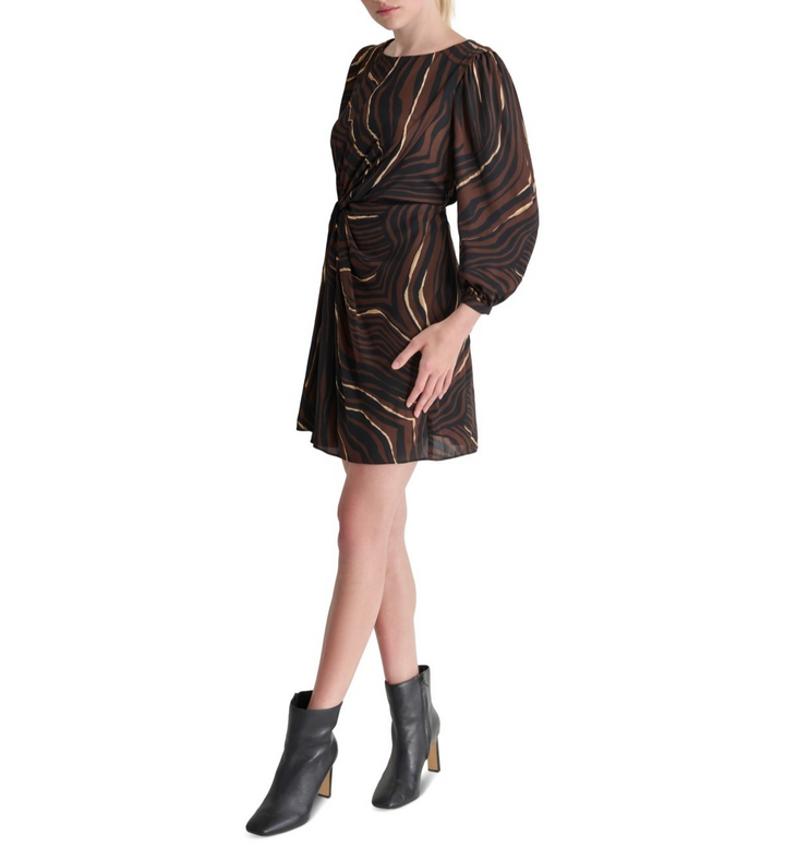 Dkny Twist-Front Long-Sleeve Fit & Flare Dress MSRP $139