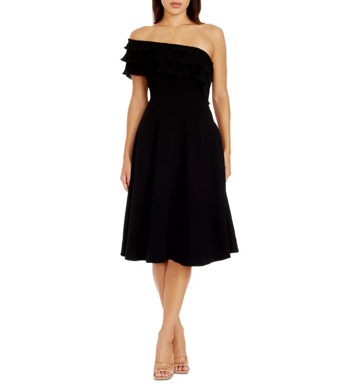 Dress the Population Kristy One-Shoulder Ruffle Dress MSRP $ 228