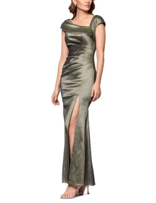 AQUA Asymmetric Cap Sleeve Gown MSRP $278