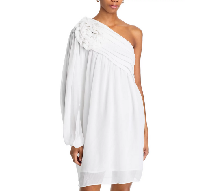 FARM Rio Off White One Shoulder Mini Dress MSRP $240