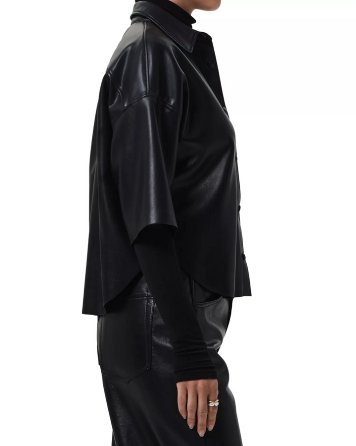 Citizens of Humanity Frances Cropped Faux Leather Shirt MSRP $348