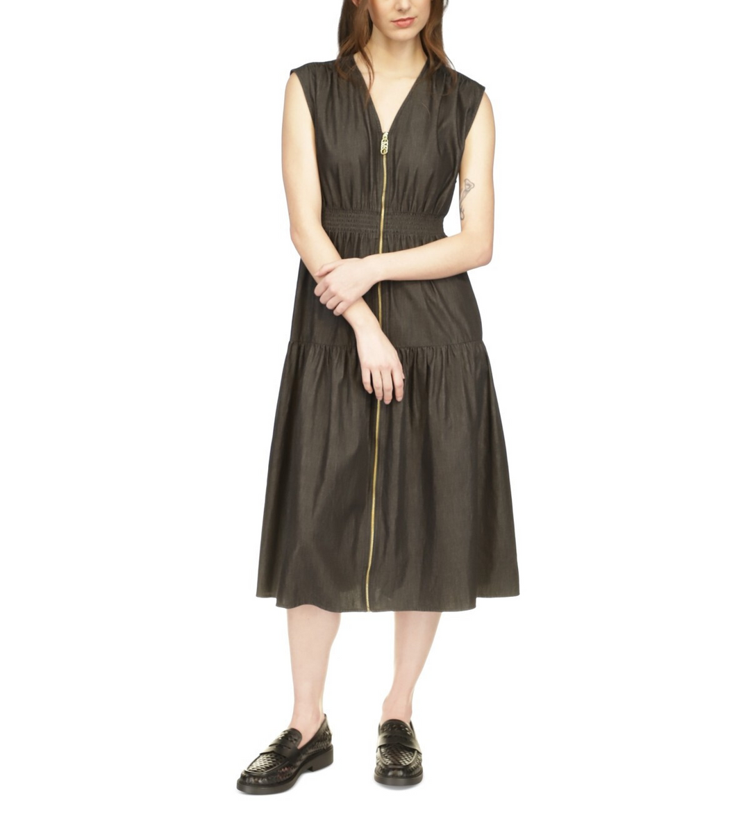 MICHAEL Michael Kors Empire-Waist Zip-Front Midi Dress MSRP $175 MICHAEL Michael Kors Empire-Waist Zip-Front Midi Dress MSRP $175