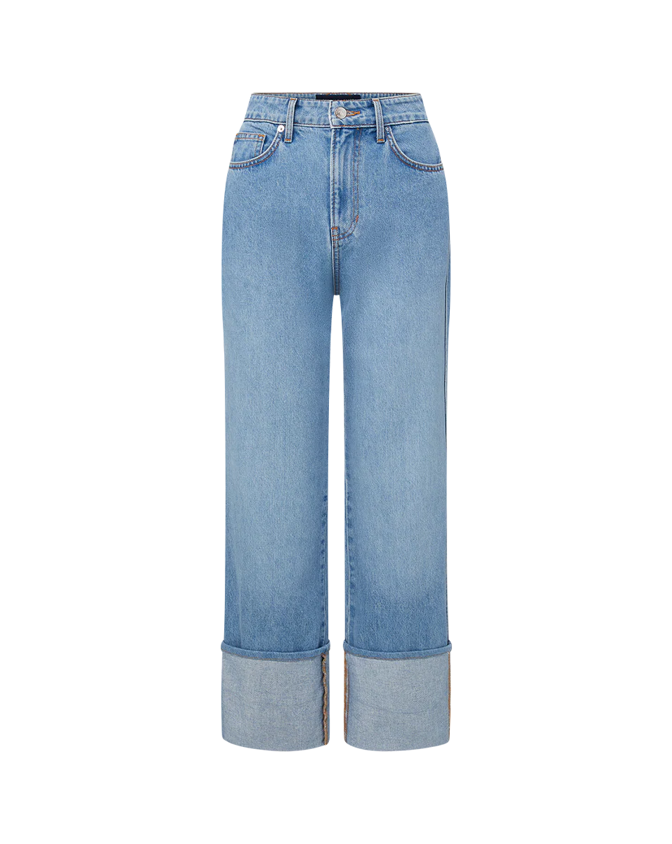 Veronica Beard Dylan Cuffed Straight-Leg Jean Silverwood MSRP $298