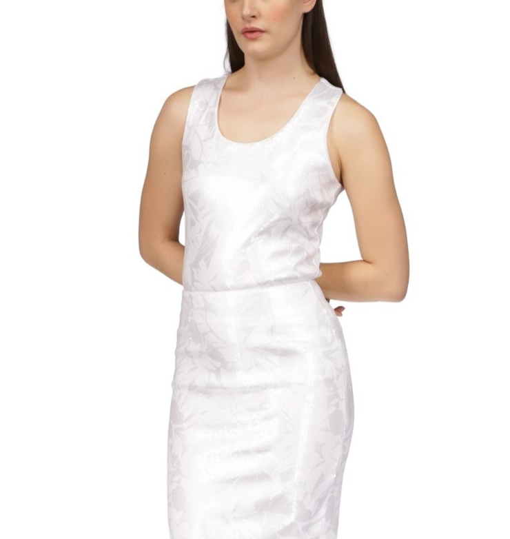 MICHAEL Michael Metallic-Print Sequined Tank Top MSRP $125