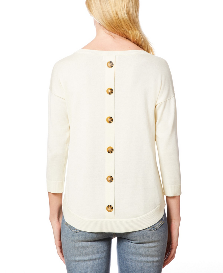 Melissa Paige Women's Boat-Neck Button-Back Sweater MSRP $46.50